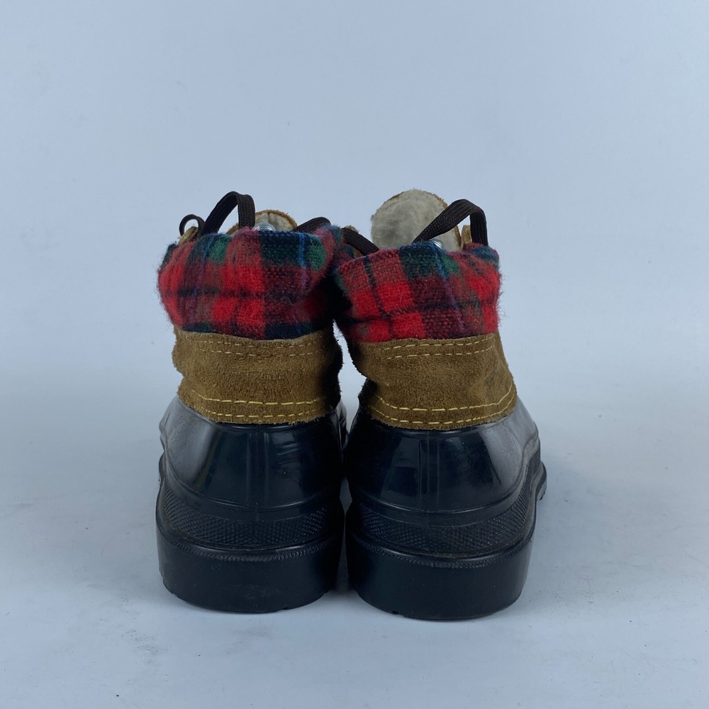 Danexx Duck Ankle Snow Boots Womens Size 8‎ Black Brown Suede Flannel Style Trim - Picture 4 of 10